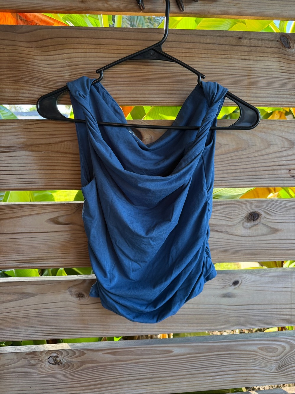 Abercrombie and Fitch Blue Draped Sleeveless Women's Top